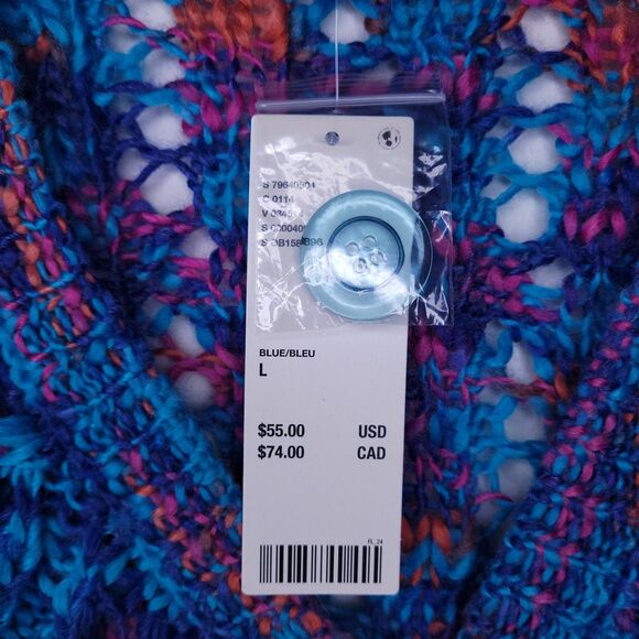 Urban Outfitters Cropped Cardigan Large Crochet Colorful NWT - Picture 9 of 11